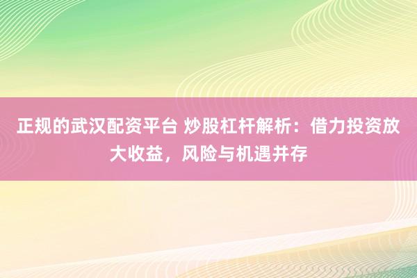 正规的武汉配资平台 炒股杠杆解析：借力投资放大收益，风险与机遇并存